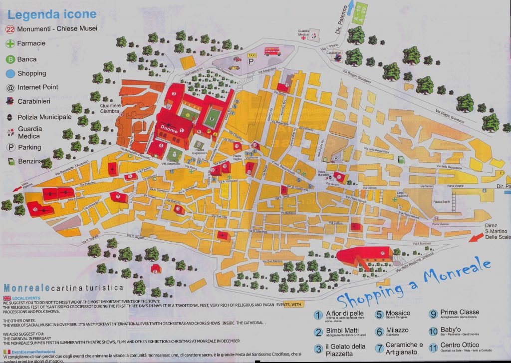 Mapa de los monumentos de Monreale