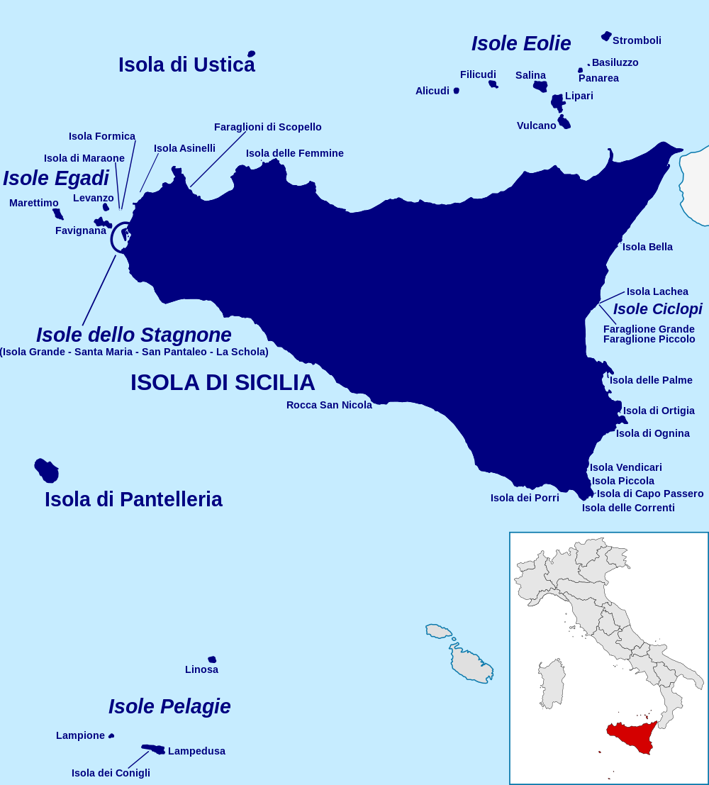 Mapa de las Islas de Sicilia